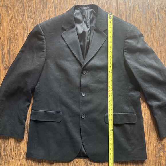Geoffrey Bean Blazer Jacket Sport Coat Mens 44R Linen Blend Black 3 Button - Picture 7 of 14